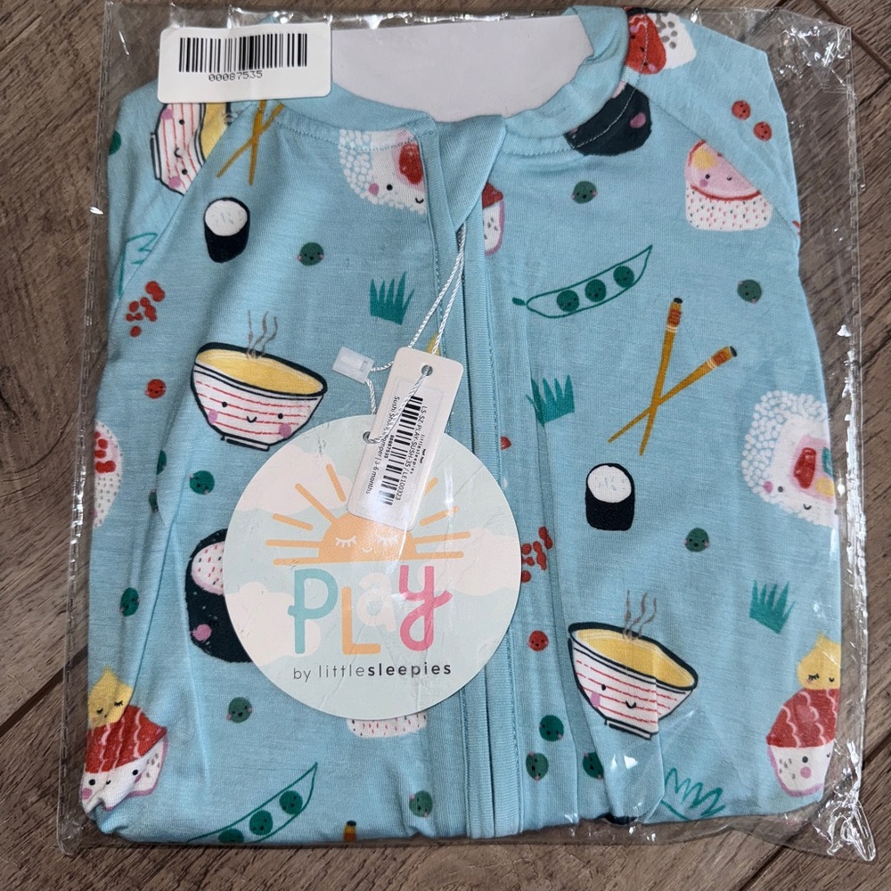 🍣 Sushi Zippy Shorty Little Sleepies Bamboo PJ One Piece Baby 3-6 Months NEW - Picture 2 of 7